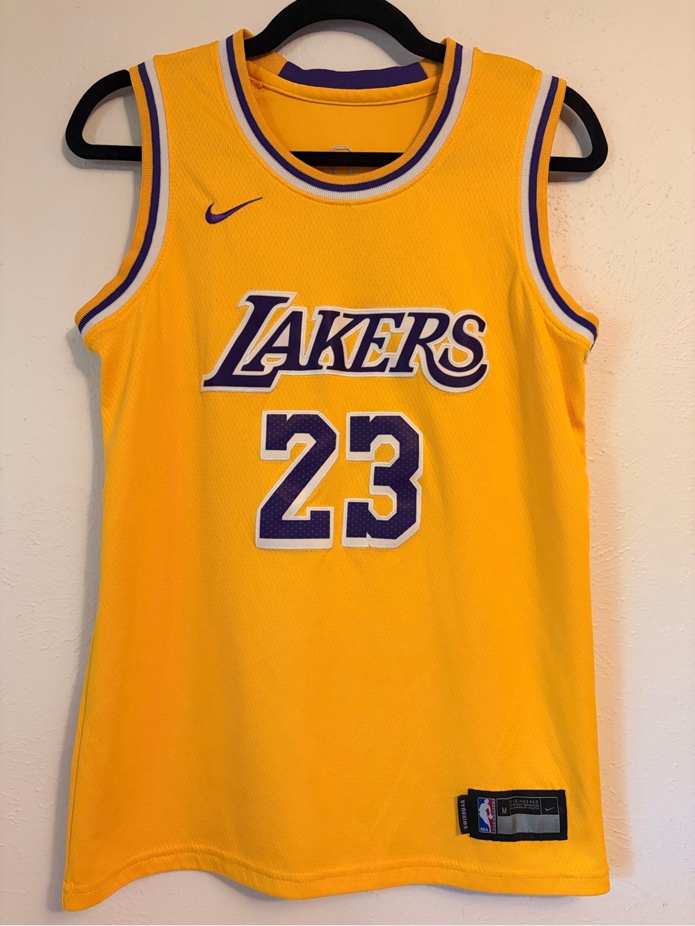 Nike Yellow and Purple Lakers #23 Basketball Jersey